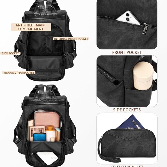 Women Backpack Purse Anti-Theft Vegan Leather Small Casual Daypack Shoulder Mini - Picture 2 of 9